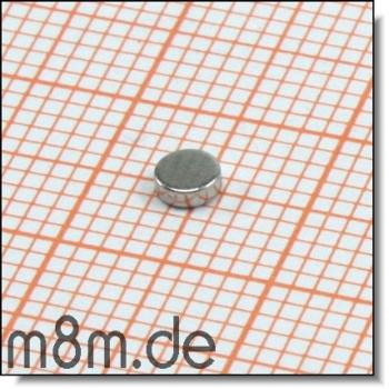 Scheibenmagnet 03 mm, Dicke 1 mm, vernickelt