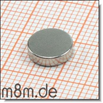 Scheibenmagnet 08 mm, Dicke 2 mm, vernickelt