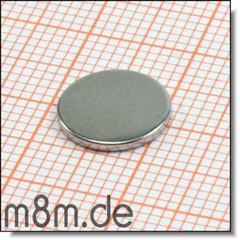 Scheibenmagnet 10 mm, Dicke 1 mm, vernickelt