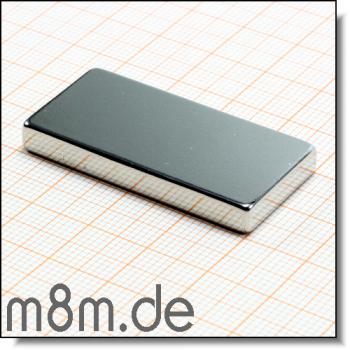 Magnetquader 40 x 20 x 05 mm, vernickelt