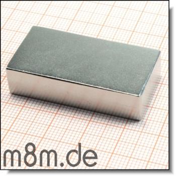 Magnetquader 40 x 20 x 10 mm, vernickelt