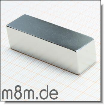 Magnetquader 50 x 15 x 15 mm, vernickelt