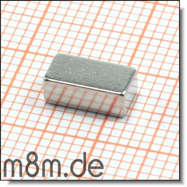 Magnetquader 08 x 4 x 3 mm, vernickelt