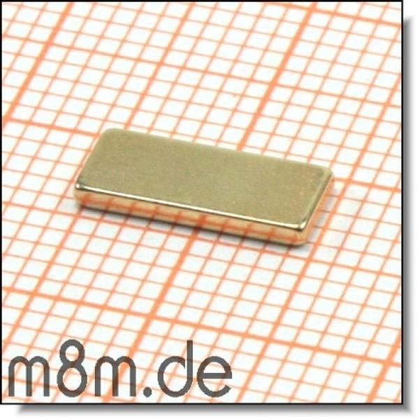 Magnetquader 10 x 4 x 1 mm, vergoldet