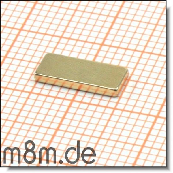 Magnetquader 10 x 4 x 1,2 mm, vergoldet