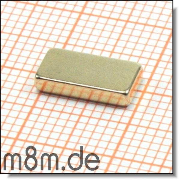 Magnetquader 10 x 5 x 2 mm, vergoldet