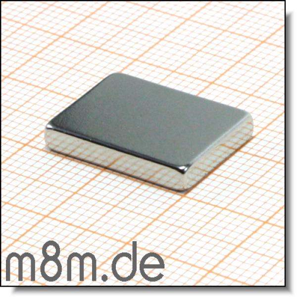 Magnetquader 18 x 13 x 3 mm, vernickelt