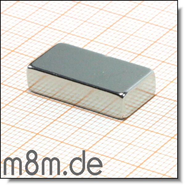 Magnetquader 20 x 10 x 5 mm, vernickelt