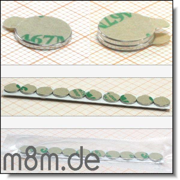 Scheibenmagnet 10 mm x 1mm vernickelt 3M467